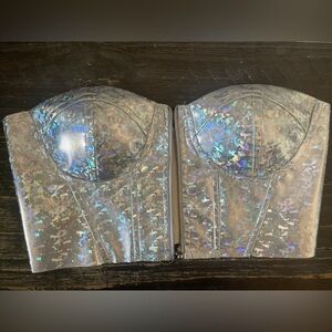 Charlotte Russe Silver Holographic Crop Top